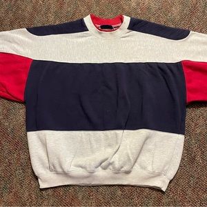 Vintage 90s Fremantle Colorblock Sweatshirt W/Quilted Shoulders Size Large
